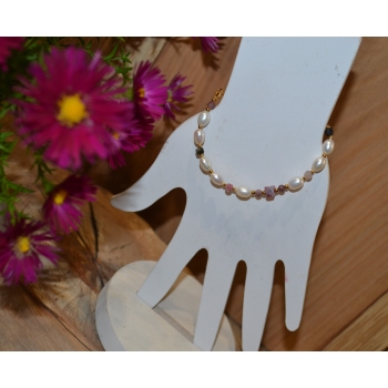 Bransoletka z pereł i kolorowego  turmalinu